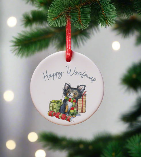 Chihuahua Ceramic Circle Decoration